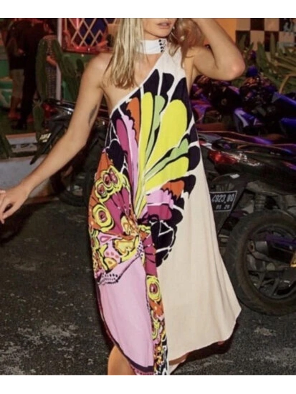 Free People One-Shoulder Bold as Love Butterfly Midi flowy Dress